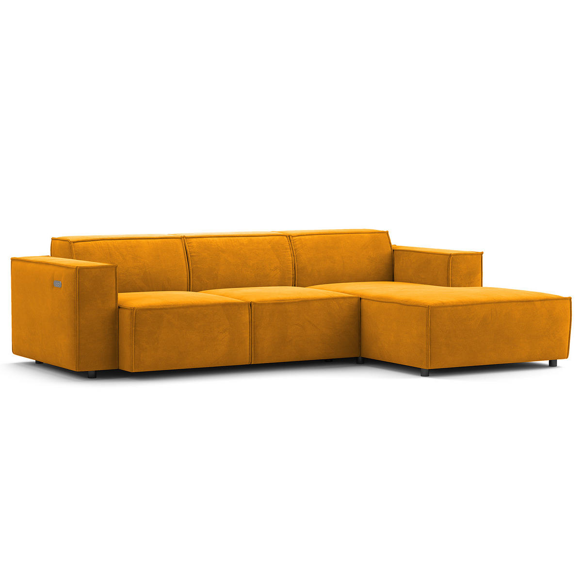 ECKSOFA mit Longchair - Gelb/Schwarz, Kunststoff/Textil (260/177cm) - home24