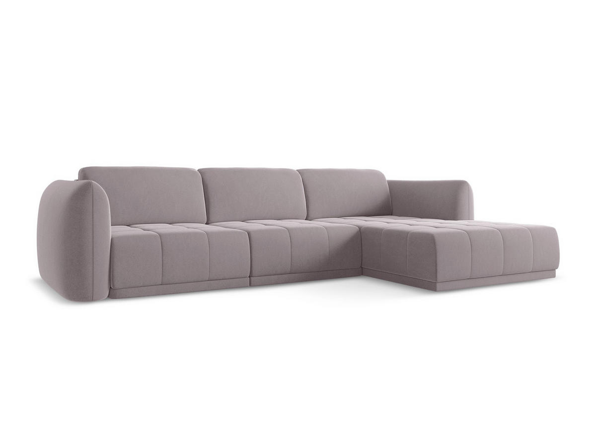 ECKSOFA Rechts Samt Stoff Violett - Lila/Flieder, Kunststoff/Textil (290/170cm) - Makamii
