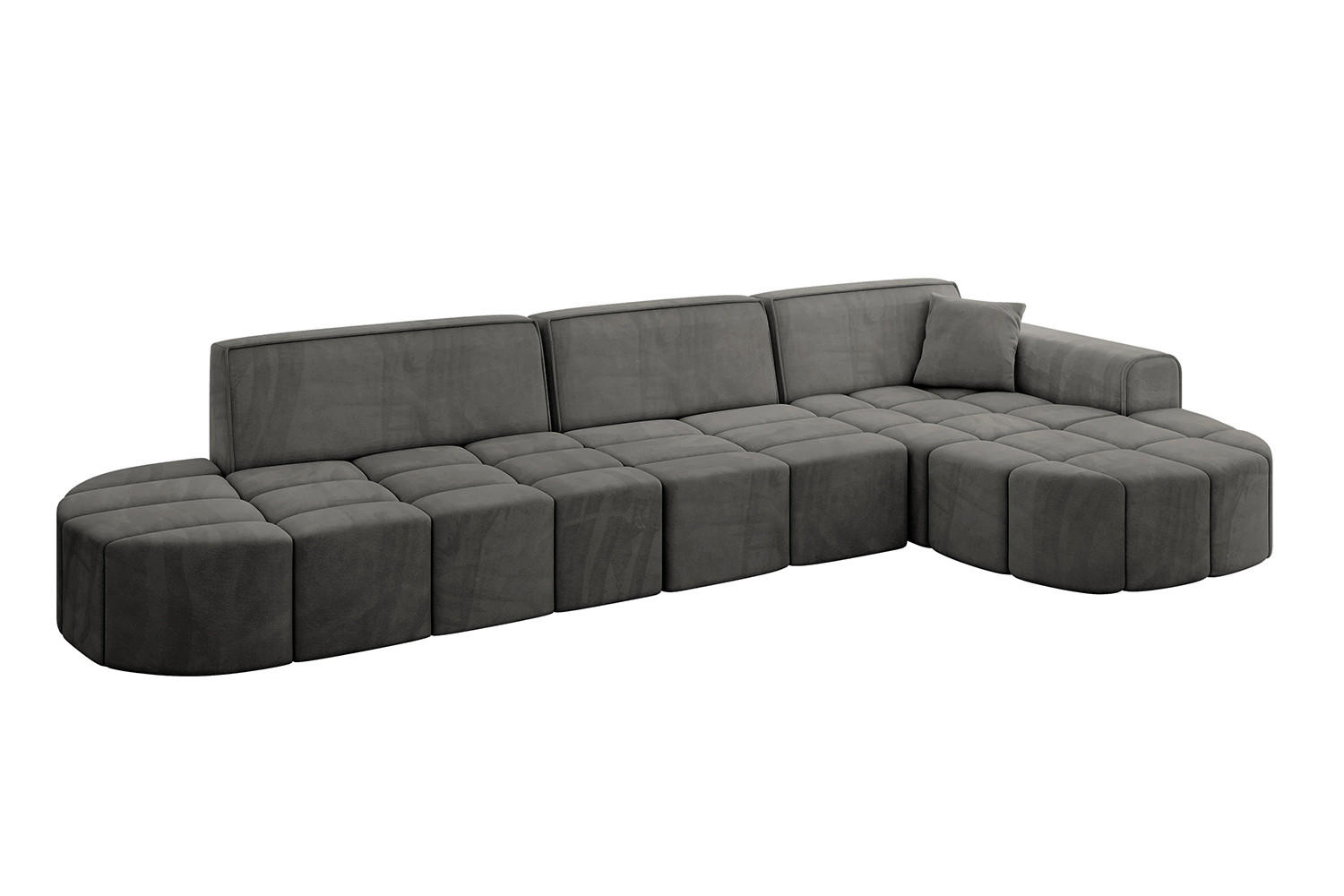 ECKSOFA Ottomane Rechts LIVO-L2 - 337x173x79,5 cm Dunkelgrau - Dunkelgrau, Holzwerkstoff/Textil (337/173cm) - ALTDECOR