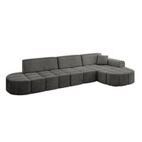 ECKSOFA Ottomane Rechts LIVO-L2 - 337x173x79,5 cm Dunkelgrau - Dunkelgrau, Holzwerkstoff/Textil (337/173cm) - ALTDECOR