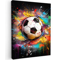 LEINWANDBILD Fußball - Farbe - Farben - Schwarz - Weiß 30x40 cm - Weiß, Textil (30/40cm) - MuchoWow