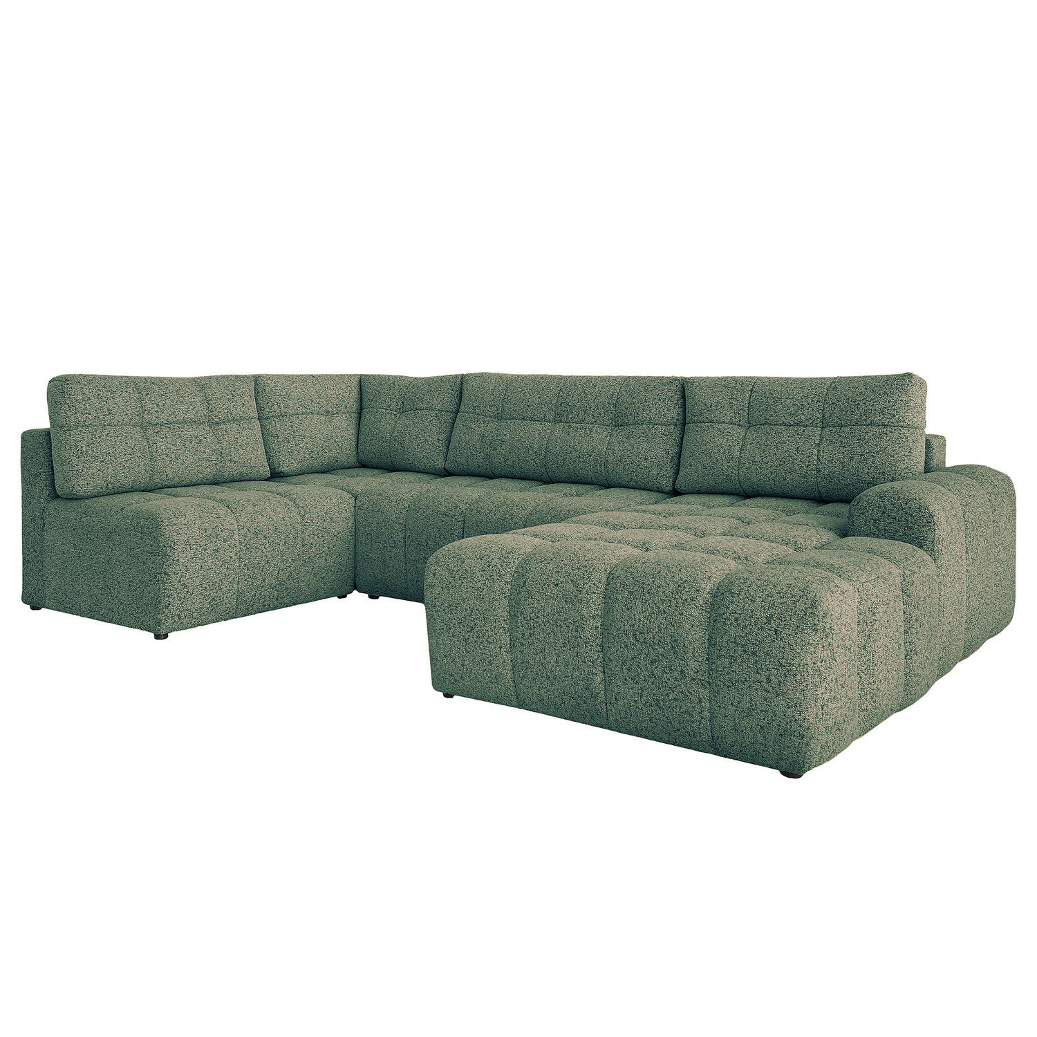 WOHNLANDSCHAFT - Strukturstoff - Türkis/Beige, Kunststoff/Textil (333/187cm) - home24