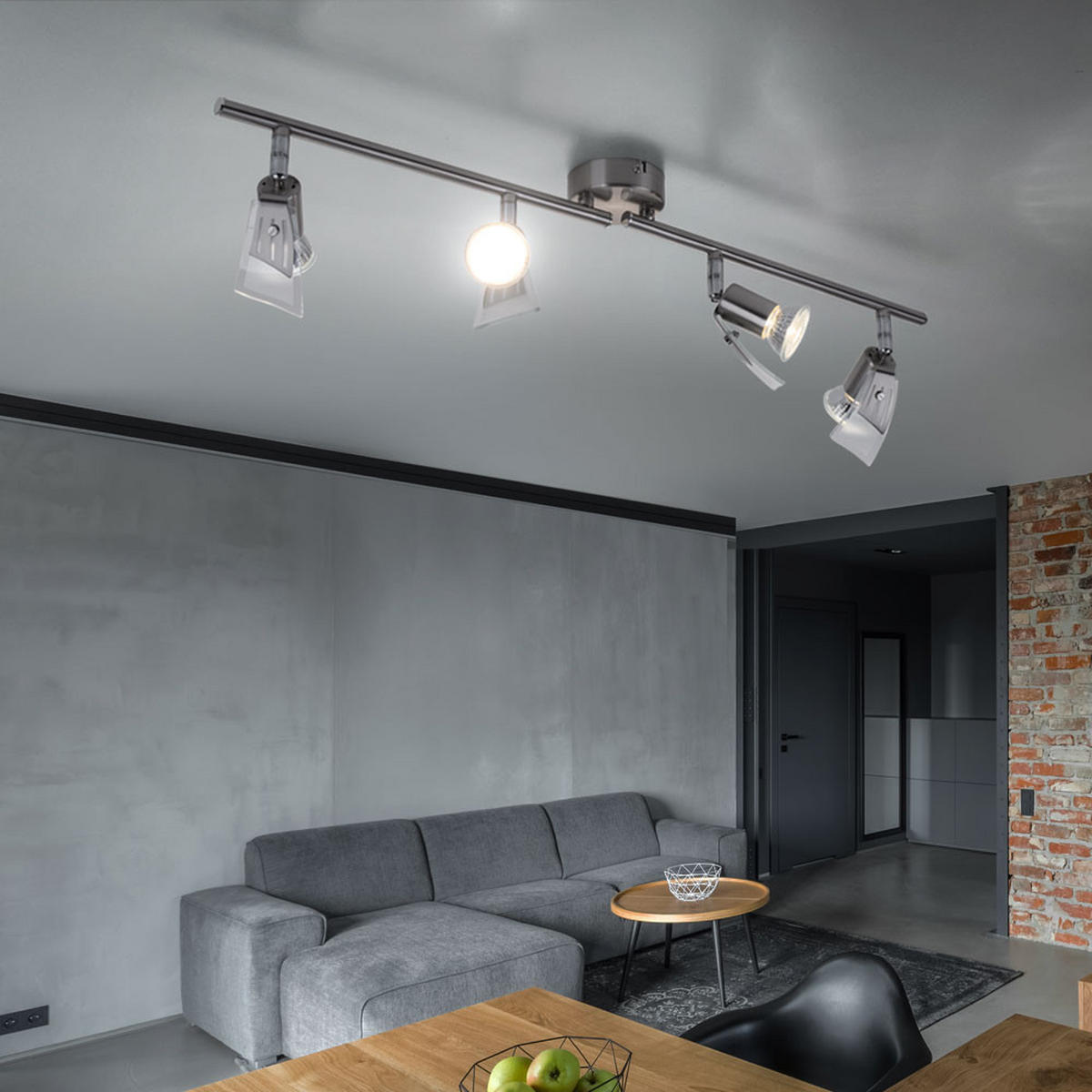 LED DECKENSPOt Nickel Silber - Silberfarben, Glas (71/14/14cm) - Globo Lighting