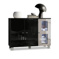 SIDEBOARD Denjo Tür in Sandgrau Hochglanz - Sandfarben, Holzwerkstoff (107/81/35cm) - Vladon