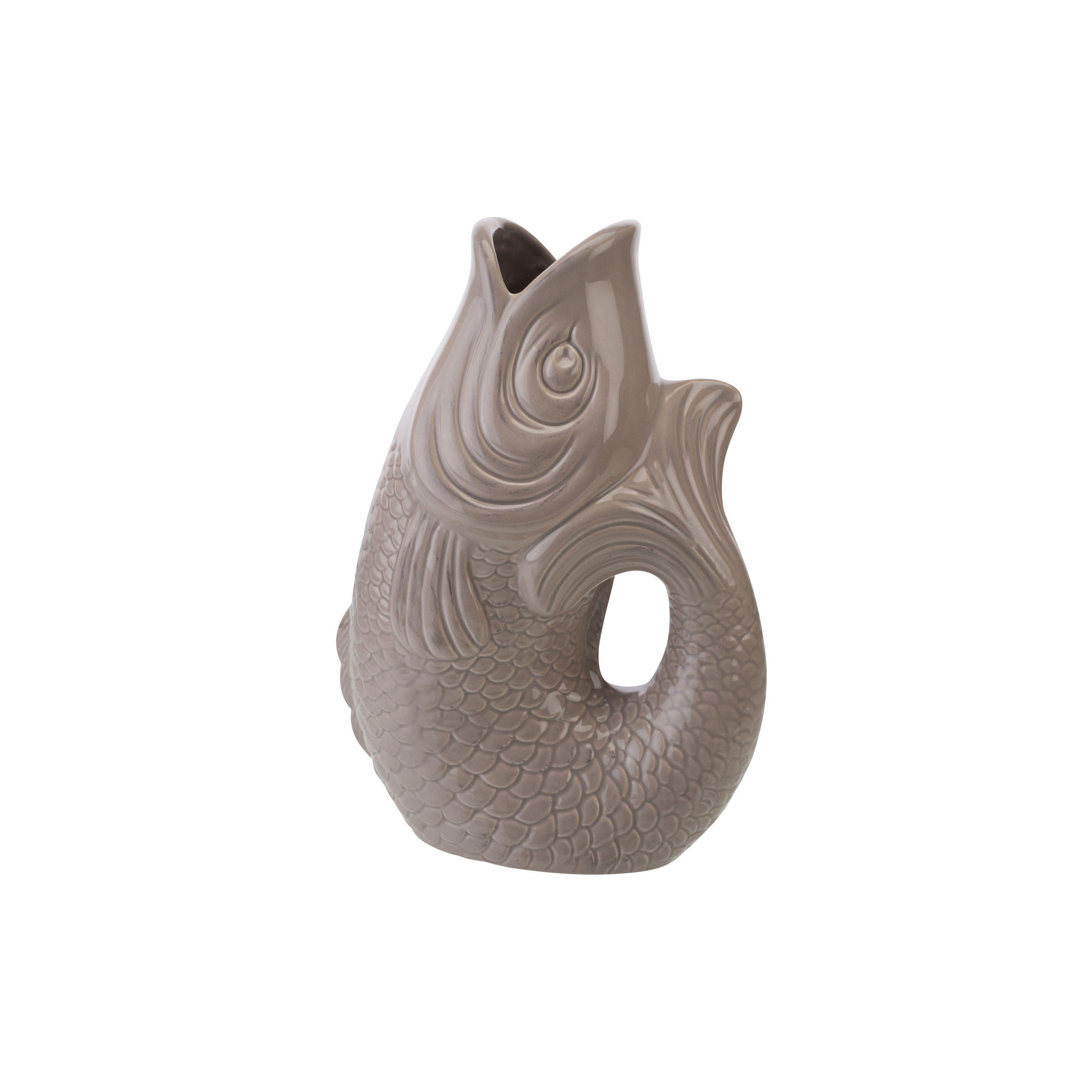 VASE Monsieur Carafon S, Fisch-Form, Steingut, Sandstone, 24.3 cm - Beige, Keramik (24.3cm) - Gift Company