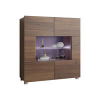 KOMMODE Calabrini 01 mit blauer LED Beleuchtung - Nussbaumfarben, Holzwerkstoff (100/107/35cm) - MIRJAN24