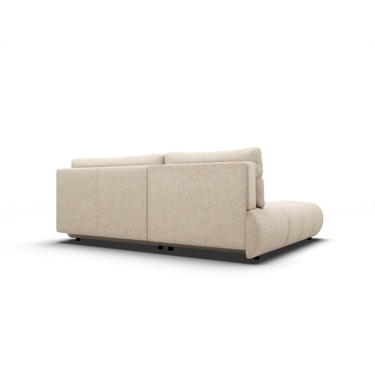 ECKSOFA CORSO L-S Beige Boucle-Stoff mit Schlaffunktion - Beige, Holz (230/177cm) - MASSENO