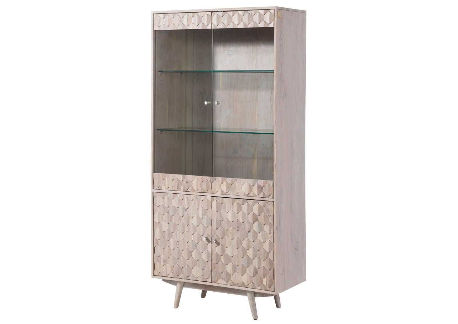 Massivmoebel24 Vitrine Weiß 90x190x42 cm