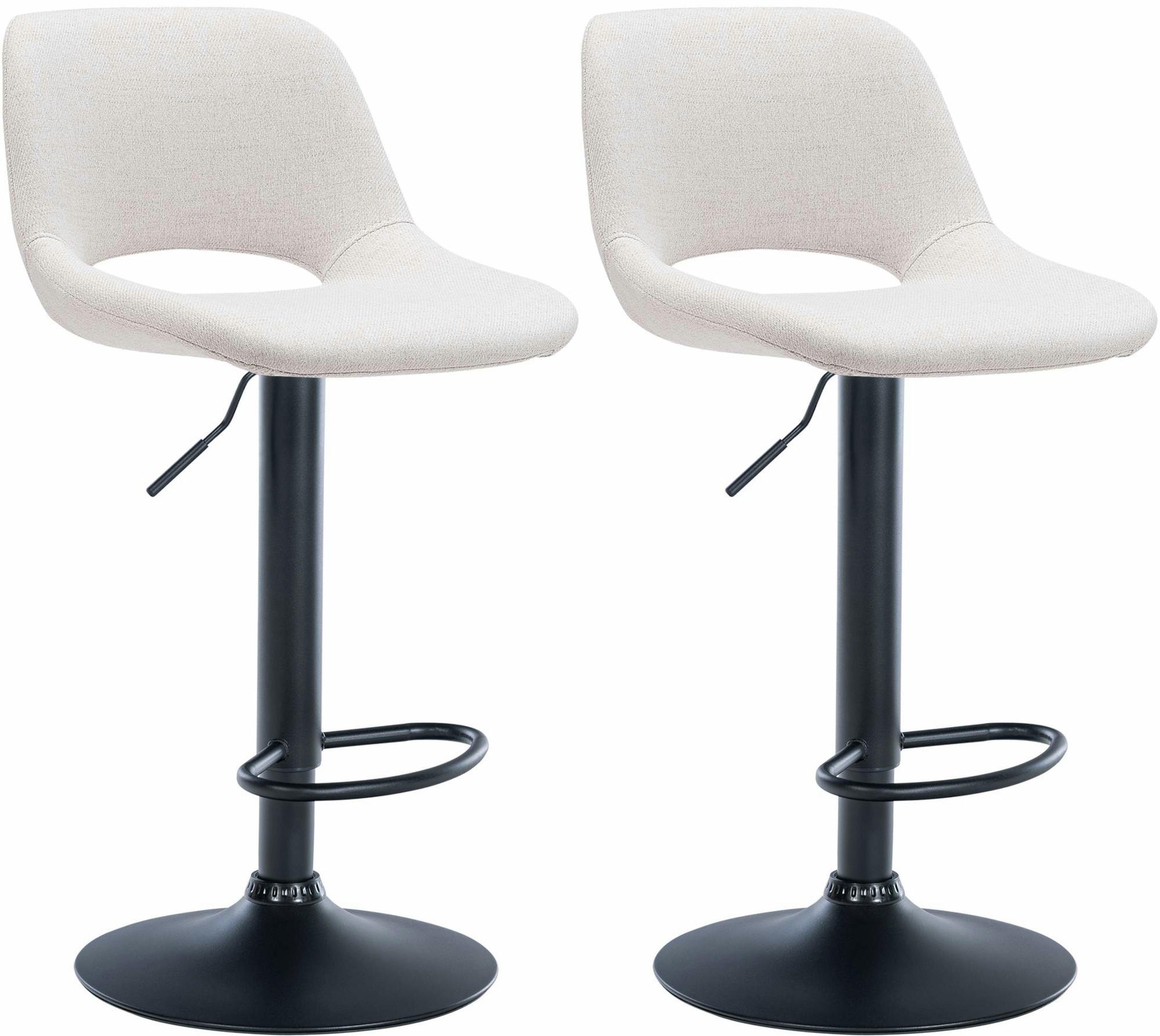BARHOCKER 2er Set Stoff creme - Creme/Schwarz, Textil/Metall (42/86/46cm) - CLP