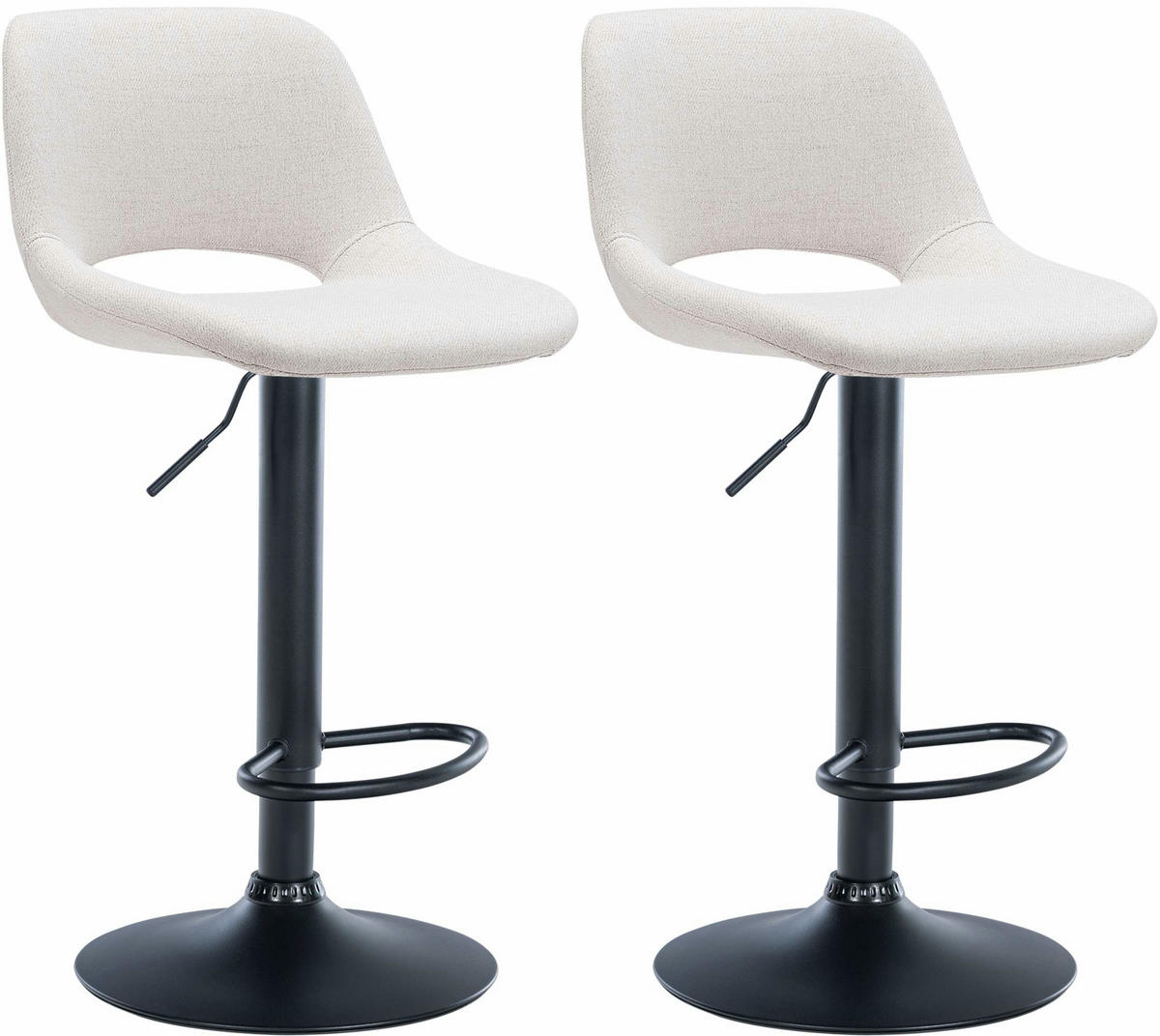 BARHOCKER 2er Set Stoff creme - Creme/Schwarz, Textil/Metall (42/86/46cm) - CLP