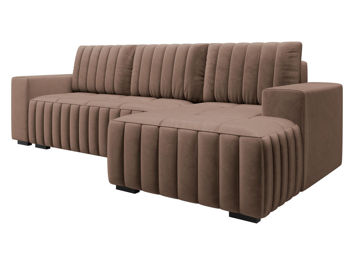 ECKSOFA Hugo, Seite: Rechts - Dunkelbraun/Braun, Holz/Textil (240/140cm)