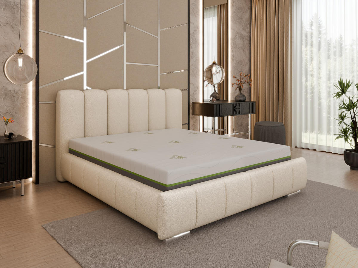 POLSTERBETT Zaira 160x200cm – Elegantes Polsterbett für modernen Wohnstil , ZONIERTE TASCHENFEDERN KOKOS (21cm), beige - Beige, Holz (160/200cm) - Homesy