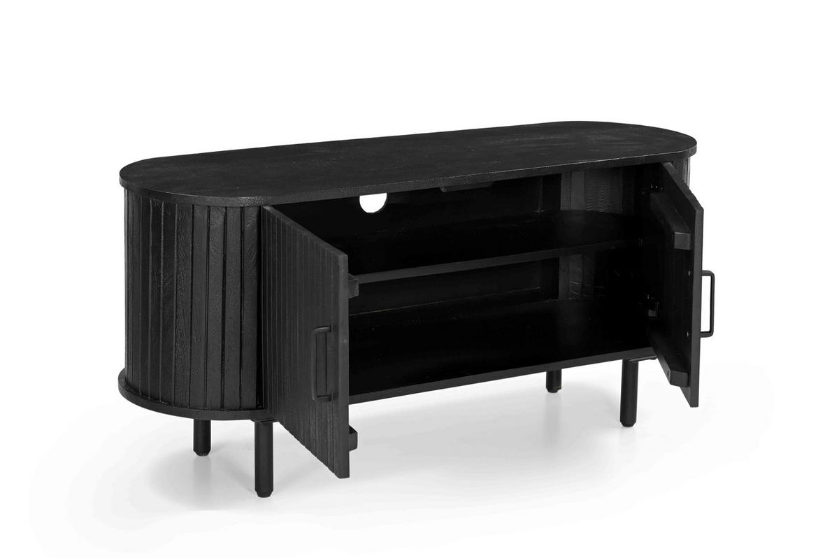 TV-MÖBEL aus Mangoholz 120cm, schwarz - Schwarz, Metall (120/56/46cm) - Giga Meubel
