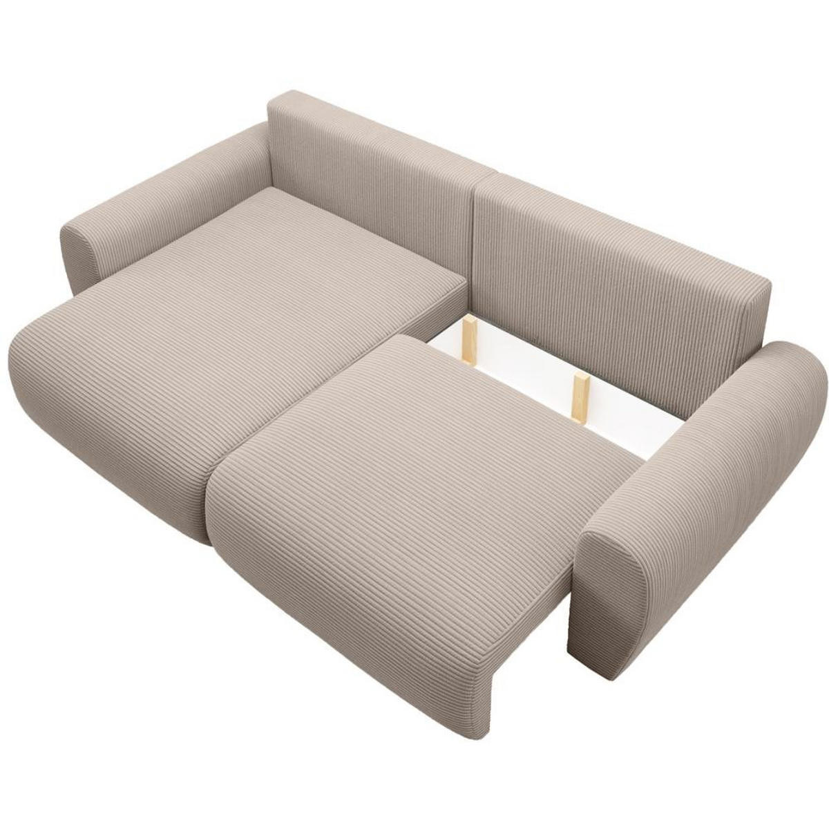 ECKSCHLAFSOFA Poss L cappuccino links - Cappuccino, Textil (253/153cm) - Beautysofa