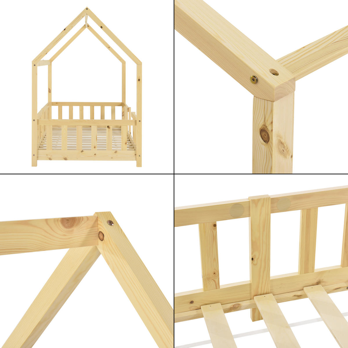 HAUSBETT Sisimiut - Naturfarben, Holz (90/200cm) - [en.casa]