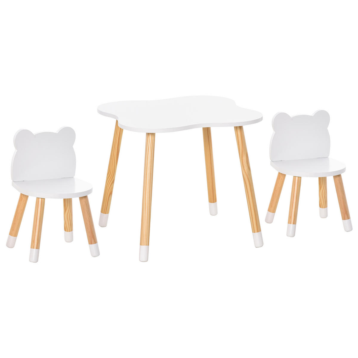 KINDERSITZGRUPPE DE-17500 Skandinavisches Design mit Bärenmotiv Weiß - Weiß, Holzwerkstoff (56/50/56cm) - ComfortXL