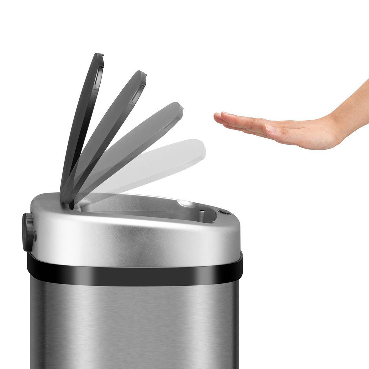 MÜLLEIMER viereckig 70L silber mit Sensor - Silberfarben, Metall (40/73/29cm) - Juskys