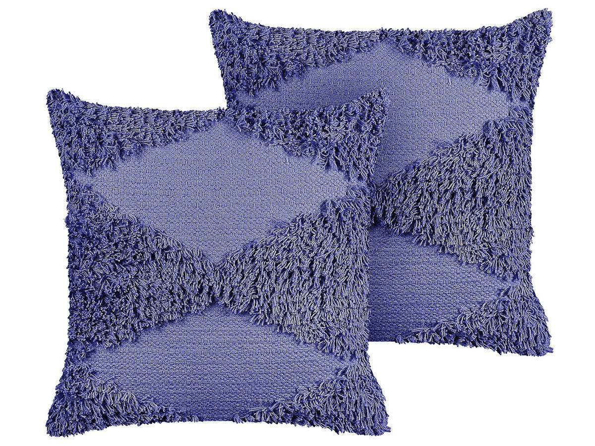 DEKOKISSEN 2er-Set Purpur 45/45 cm Rhoeo - Lila, Naturmaterialen/Textil (45/45cm) - Beliani