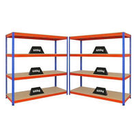 SCHWERLASTREGAL Bison 2er-Set mit 2x 200x200x60 cm 4 Fachböden Fachlast 600 kg Blau-Orange - Orange, Metall (400/200/60cm) - PROREGAL