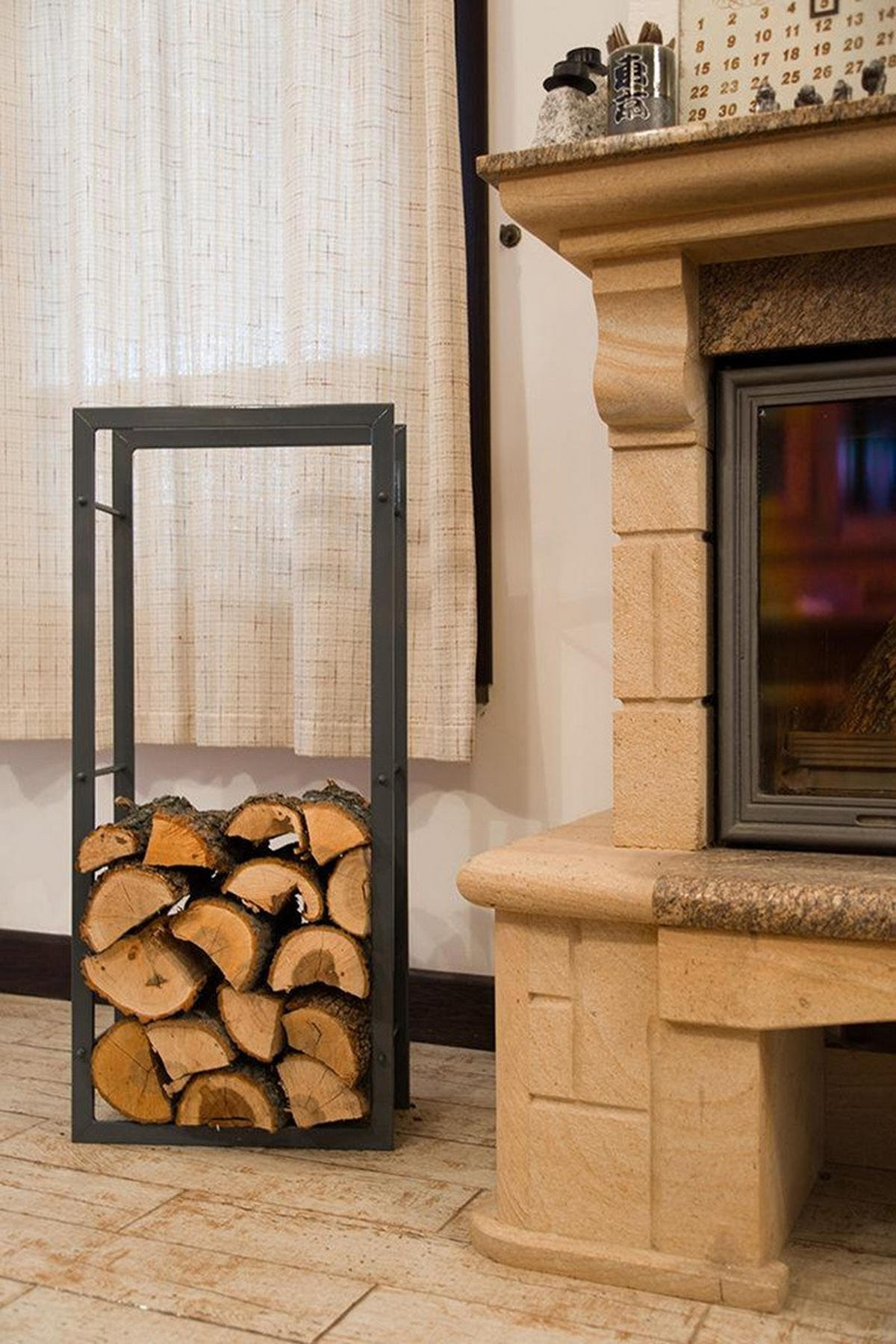 KAMINHOLZREGAL Kaminholzständer 100cm Grau Holzkorb Kaminholzhalter Regal - Grau, Metall (44/100/20cm) - DanDiBo