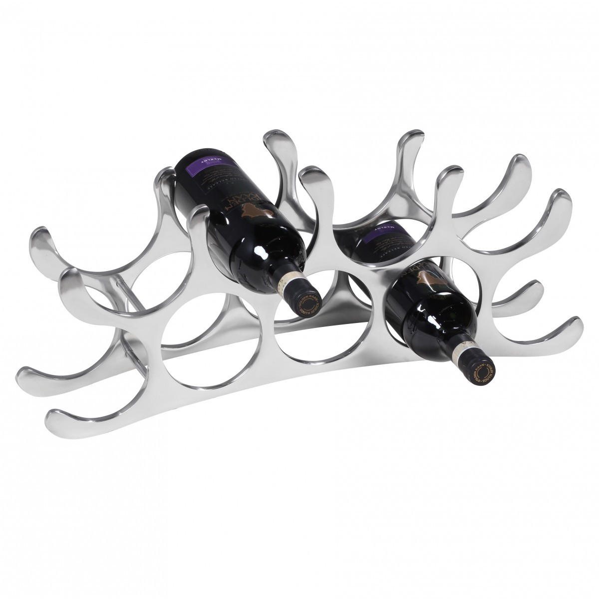 WEINREGAL Metall Modern Stil für 9 Flaschen handgefertigt stabil - Silberfarben, Metall (55/20/12cm) - KADIMA DESIGN