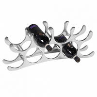 WEINREGAL Metall Modern Stil für 9 Flaschen handgefertigt stabil - Silberfarben, Metall (55/20/12cm) - KADIMA DESIGN