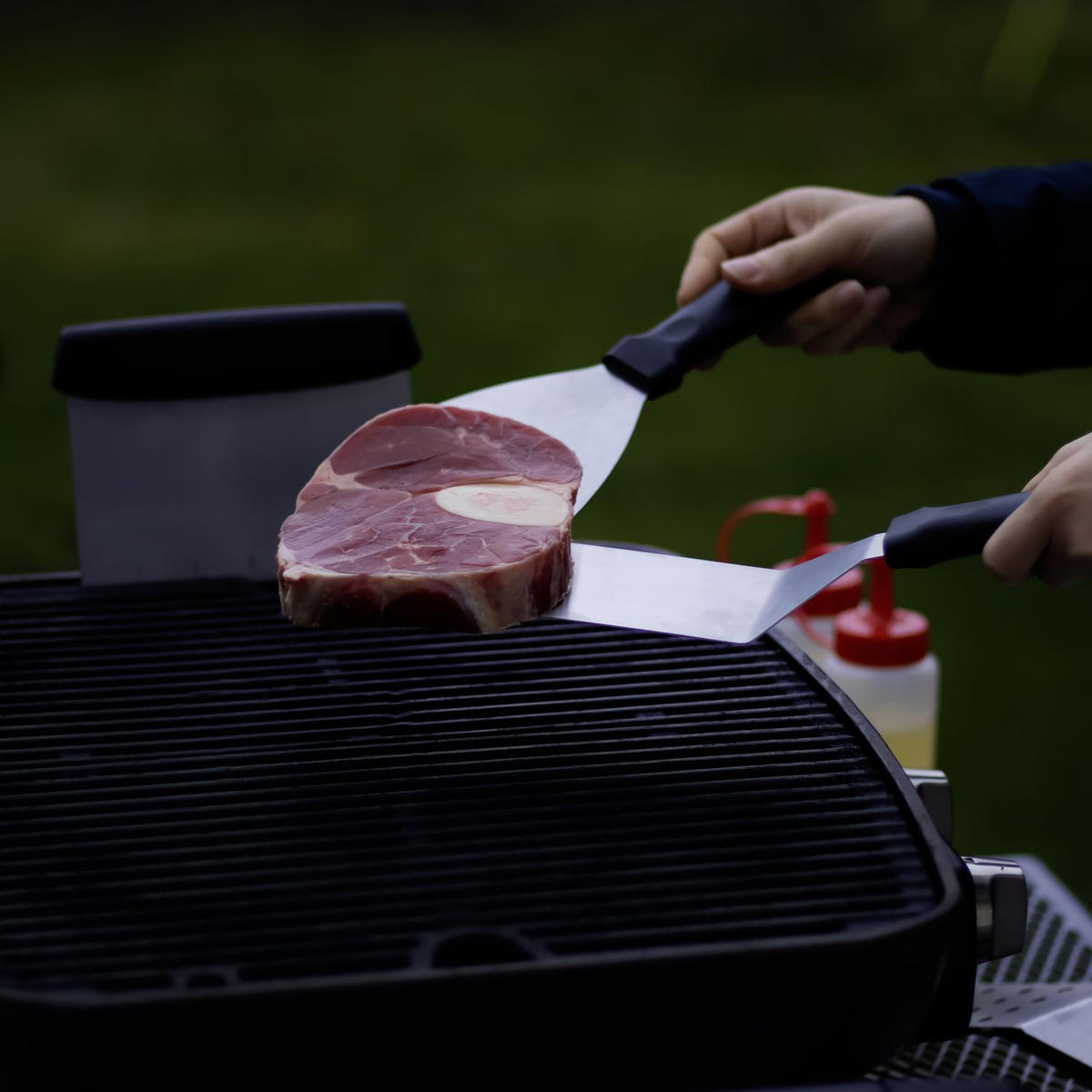 GRILLBESTECK-SET aus Edelstahl (9tlg-Set) - Silberfarben, Metall (37cm)