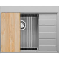 SPÜLBECKEN Sydney, 2-er set Grau 62/50 cm 1 Becken + Ablauf-Set + Küchenzubehörset ab 45er Unterschrank - Chromfarben/Beige, Kunststoff (62/20/50cm) - Primagran