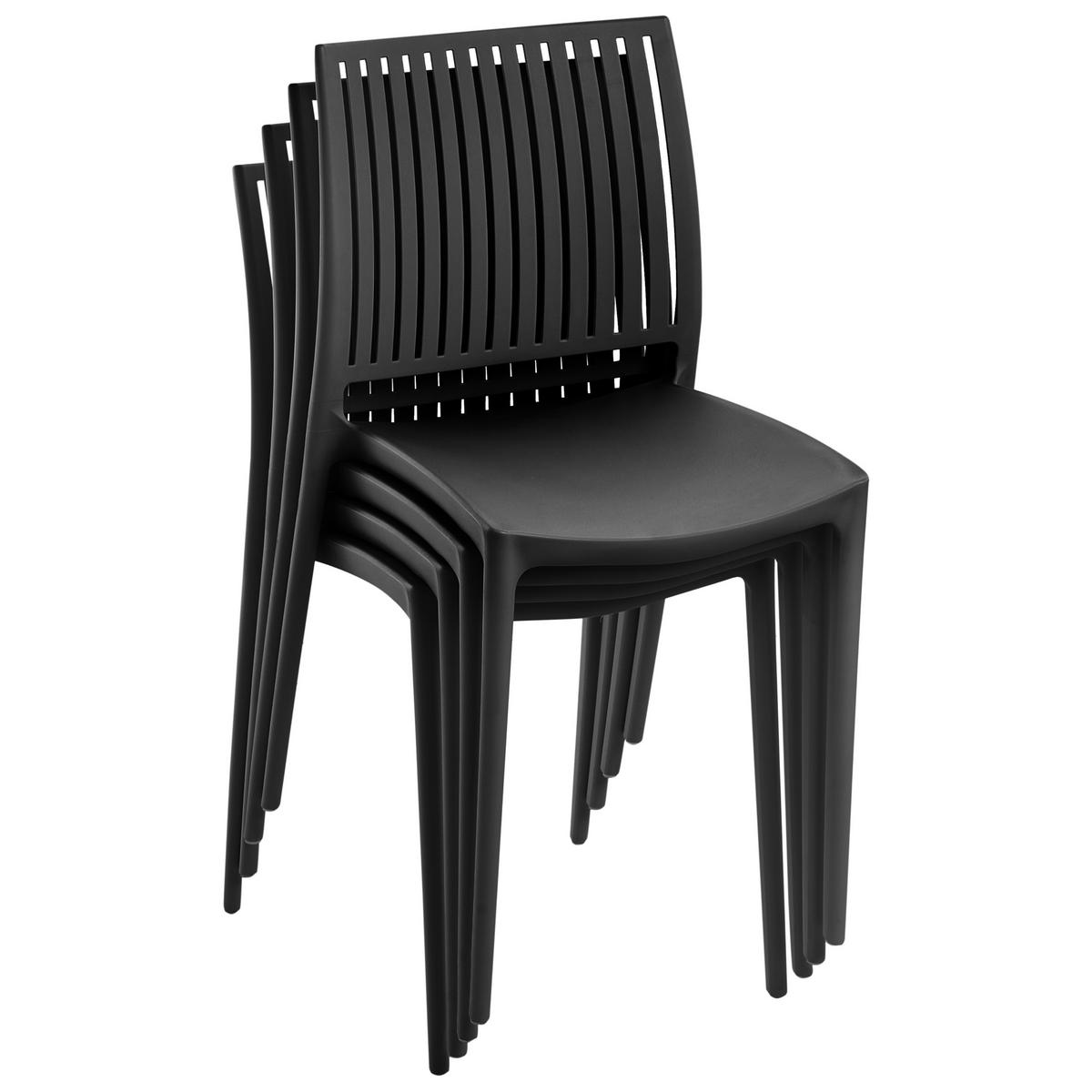GARTENSTUHL 4er-Set Schwarz Illumani - Schwarz, Kunststoff (42/80/48cm) - Beliani