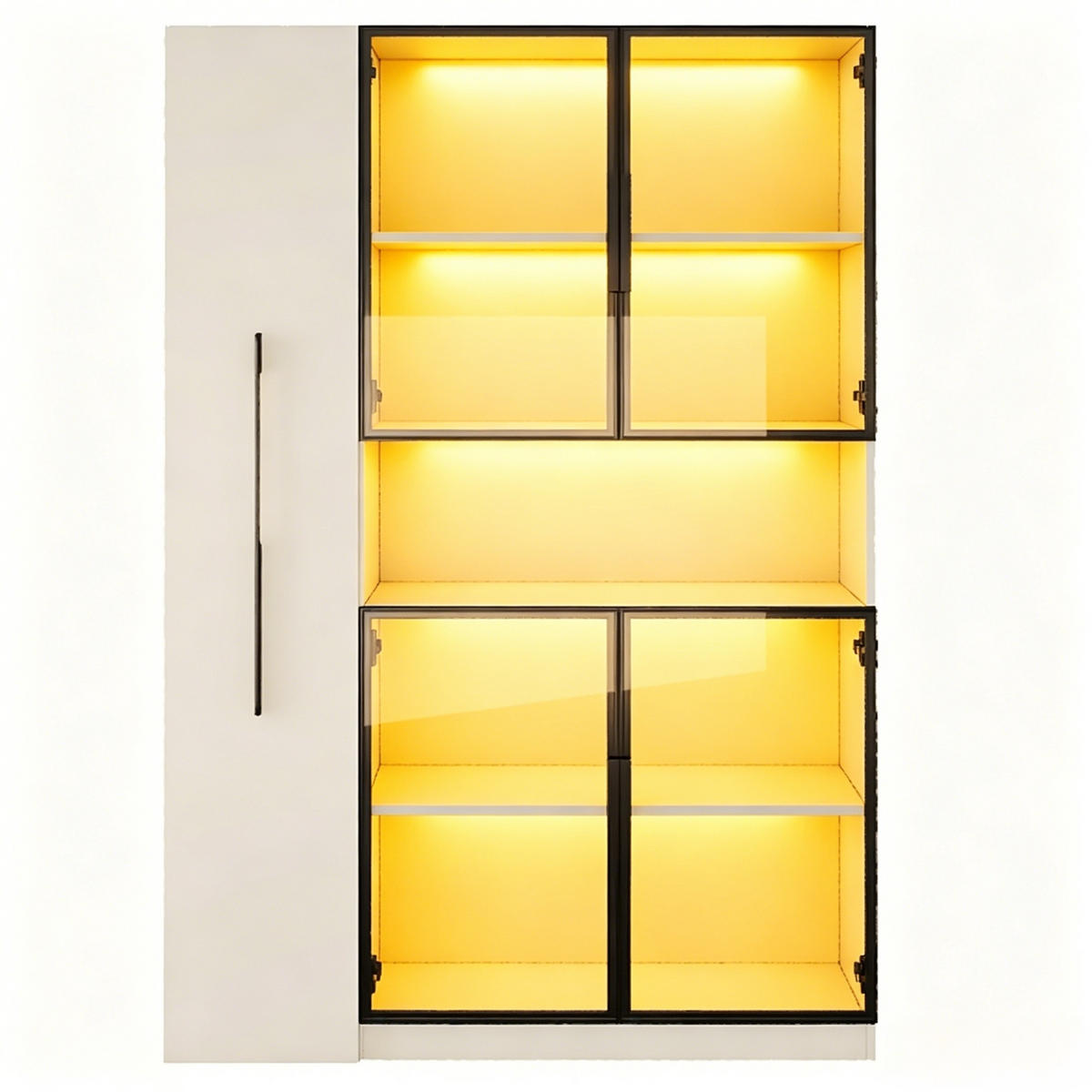 VITRINE LED Ausziehregal Schubladen 160cm Weiß - Weiß, Holzwerkstoff (110/160/35cm) - FLIEKS