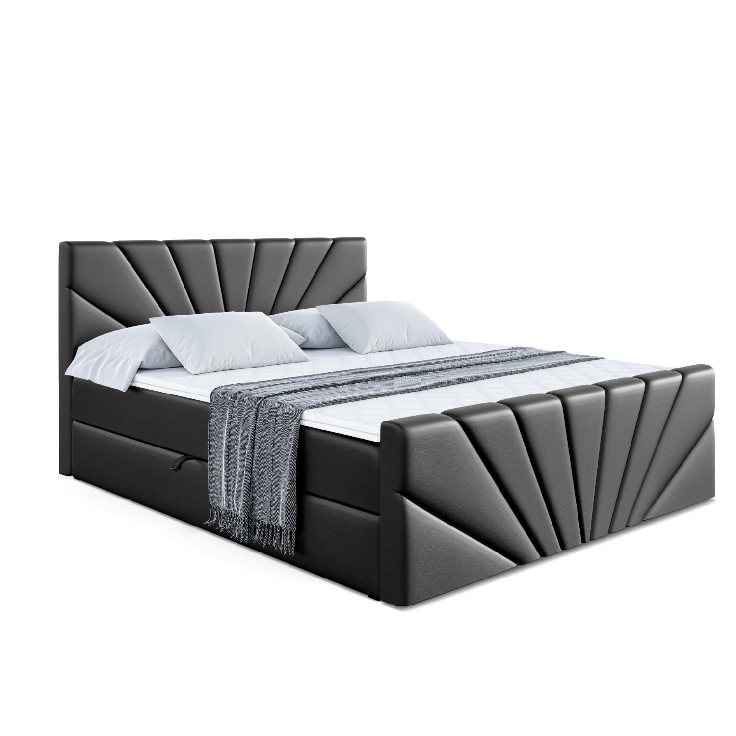 ALTDECOR AMERICKÁ postel MILTIO-Z – 160 × 200 cm – H3 – vysoce lesklá černá