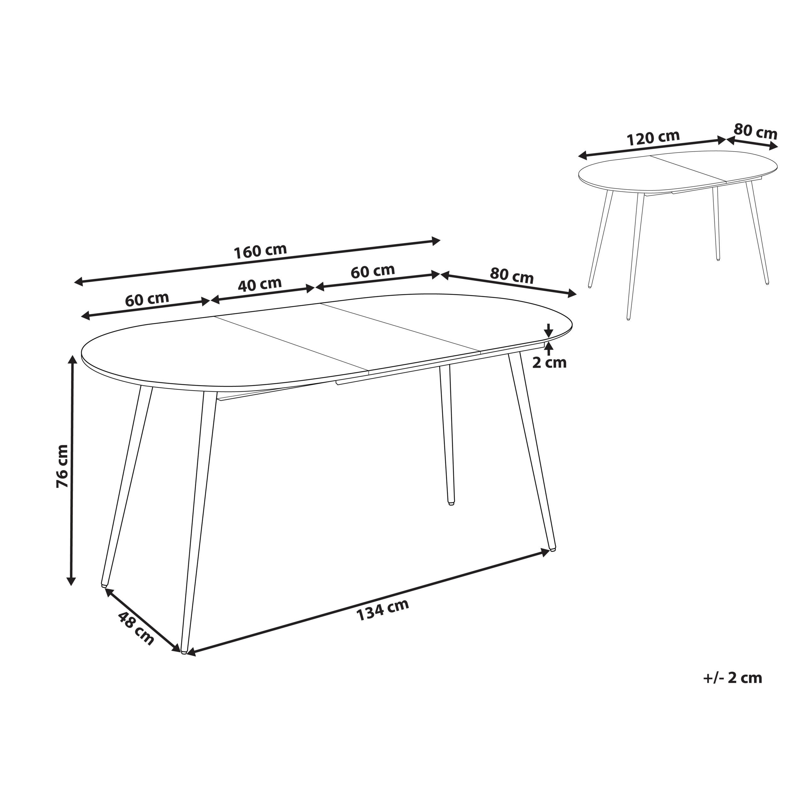 Thumbnail - Beliani Esstisch, Weiß, Schwarz, Holzwerkstoff, 6-Sitzer, Oval, 80x76x120 cm, Esszimmer, Tische, Esstische