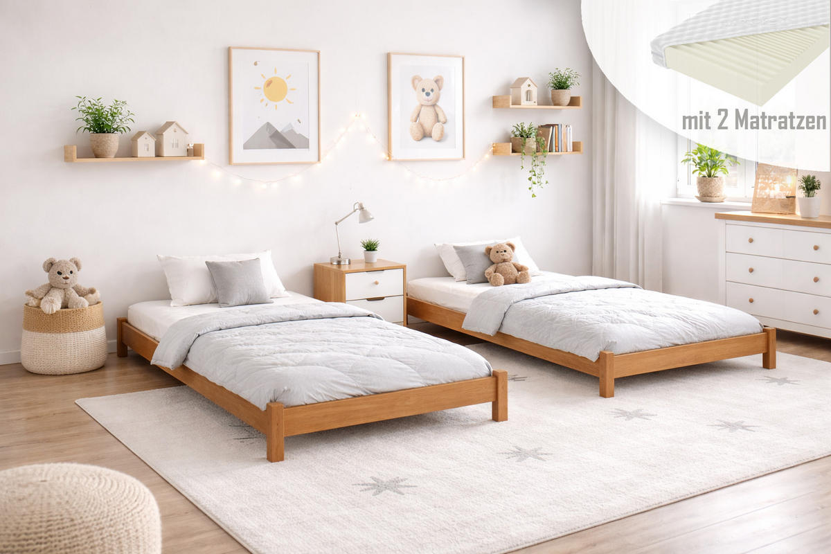 STAPELBETTEN 2-er Set Sendi 200x90 teak - Braun, Holzwerkstoff - LUKDOM