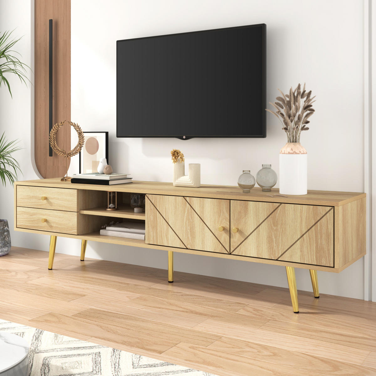 TV-BOARD mit 2 Schubladen 160 cm Holzoptik - Braun, Holzwerkstoff (36/42/160cm) - Beauniv