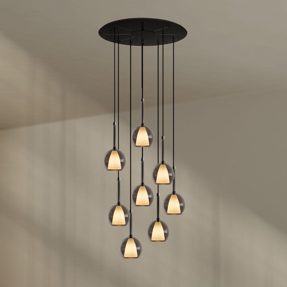 GALERIELEUCHTE Belluna 8-flammig Rauch Ø 14cm - Anthrazit, Glas (14/14/35cm) - s.luce