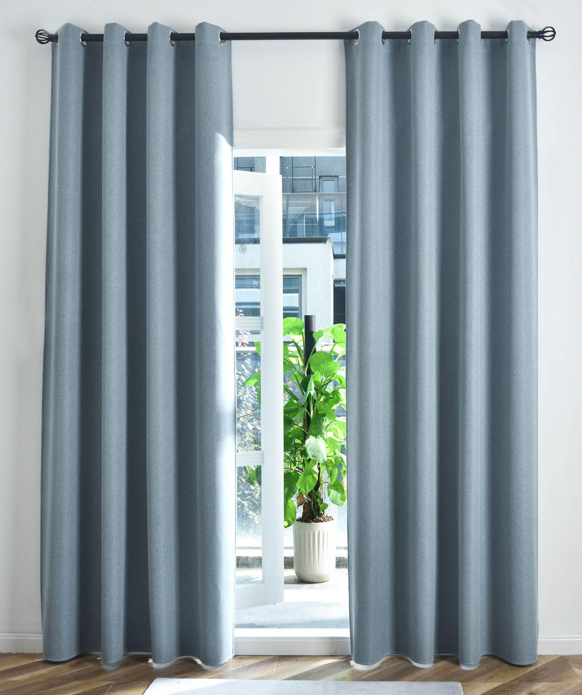 VORHANG 2ER SET »München Dark« HxB 245x145 cm Blau - Blau, Textil (145/245cm) - Gardinenbox