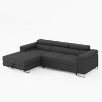 ECKSOFA VEMO MINI Links Dunkelgrau Cord-Stoff Kompakter Komfort für Wohnräume - Dunkelgrau, Textil (235/175cm) - Barchello