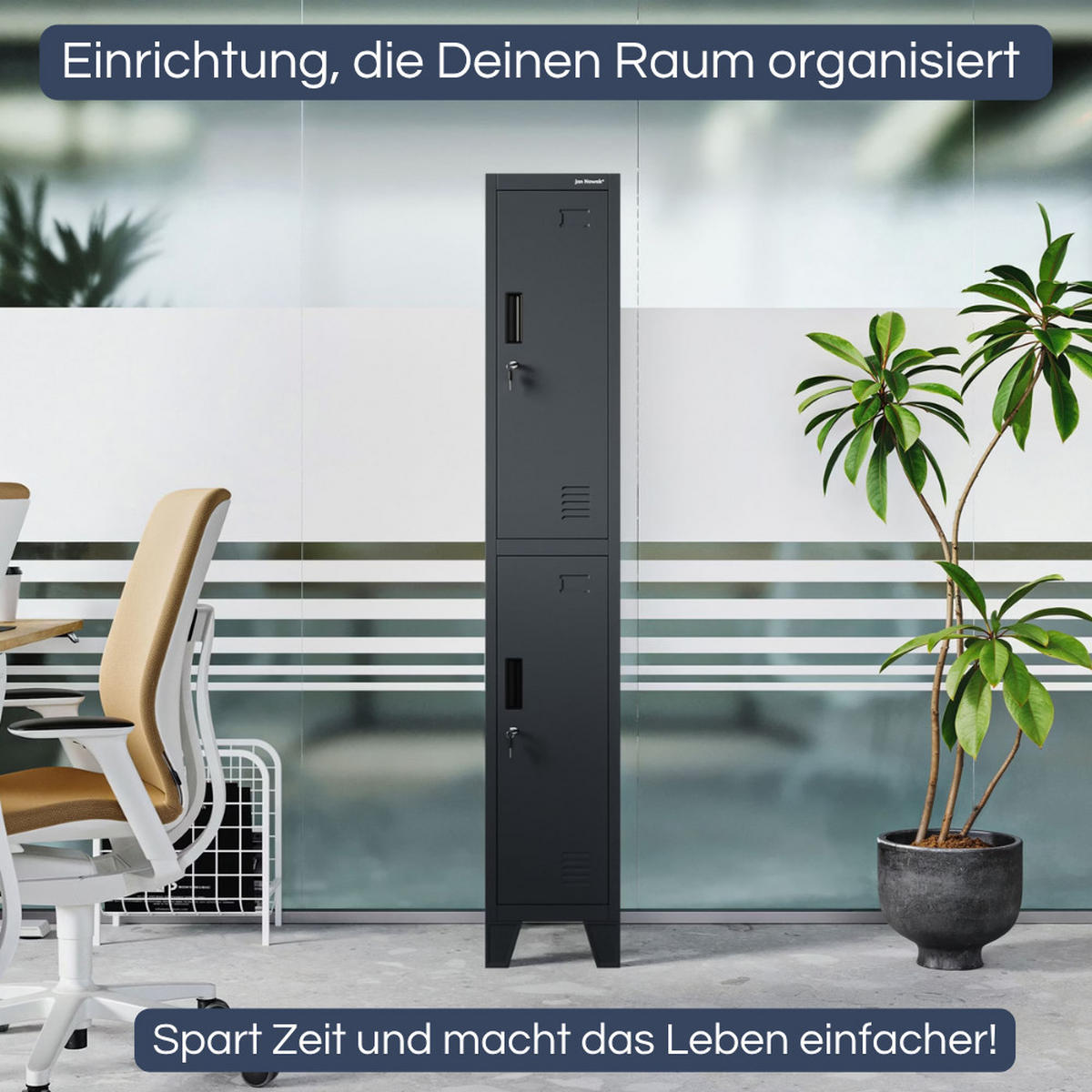 UMKLEIDESCHRANK Spind BARTEK 2 Abteile 172x29,2x45cm Anthrazit - Anthrazit, Metall (29.2/172/45cm) - Jan Nowak
