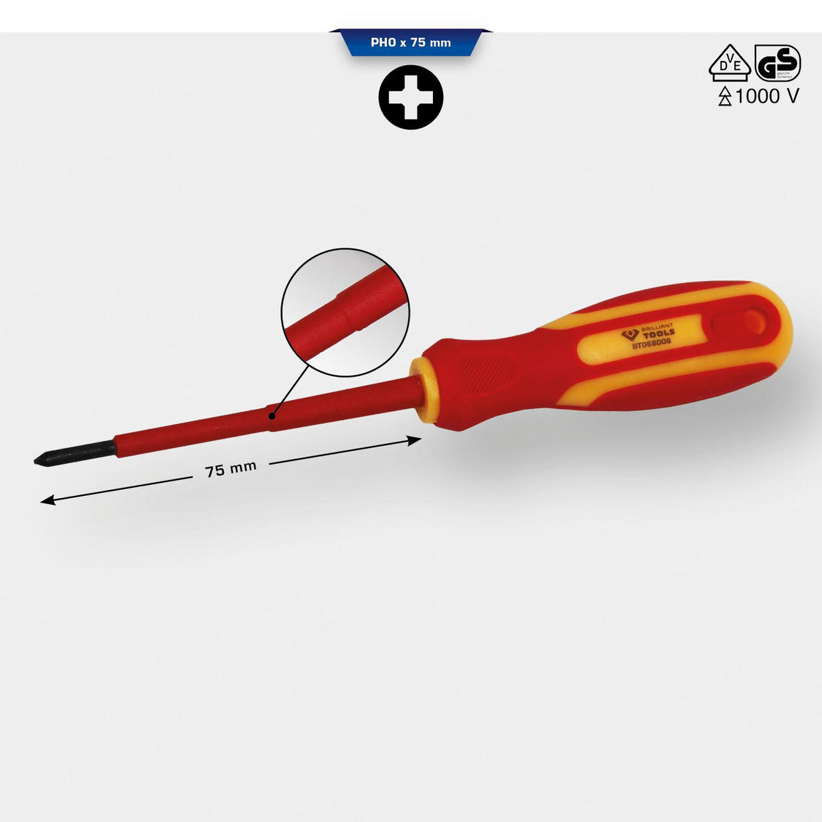 VDE SCHRAUBENDREHER PH PHILLIPS PH0 X 75 MM - Multicolor, Kunststoff/Metall (5/21cm) - BRILLIANT TOOLS