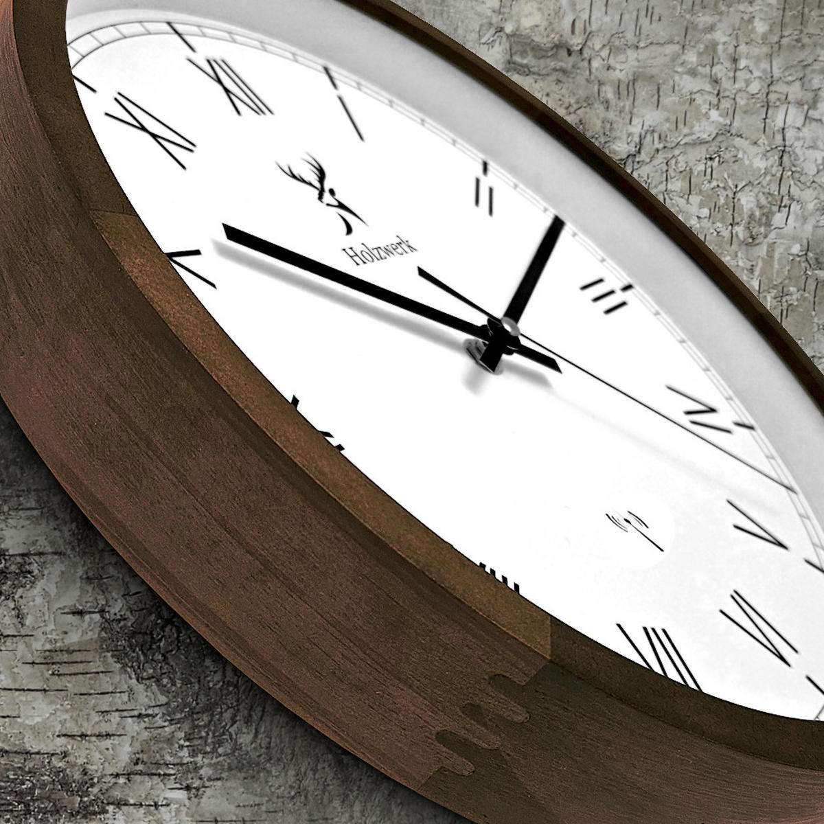 WANDUHR Holz Designer DUISBURG (FUNK) Loft Wand Uhr, braun, weiß - Dunkelbraun/Schwarz, Glas/Holz (30/30/4.2cm) - Holzwerk