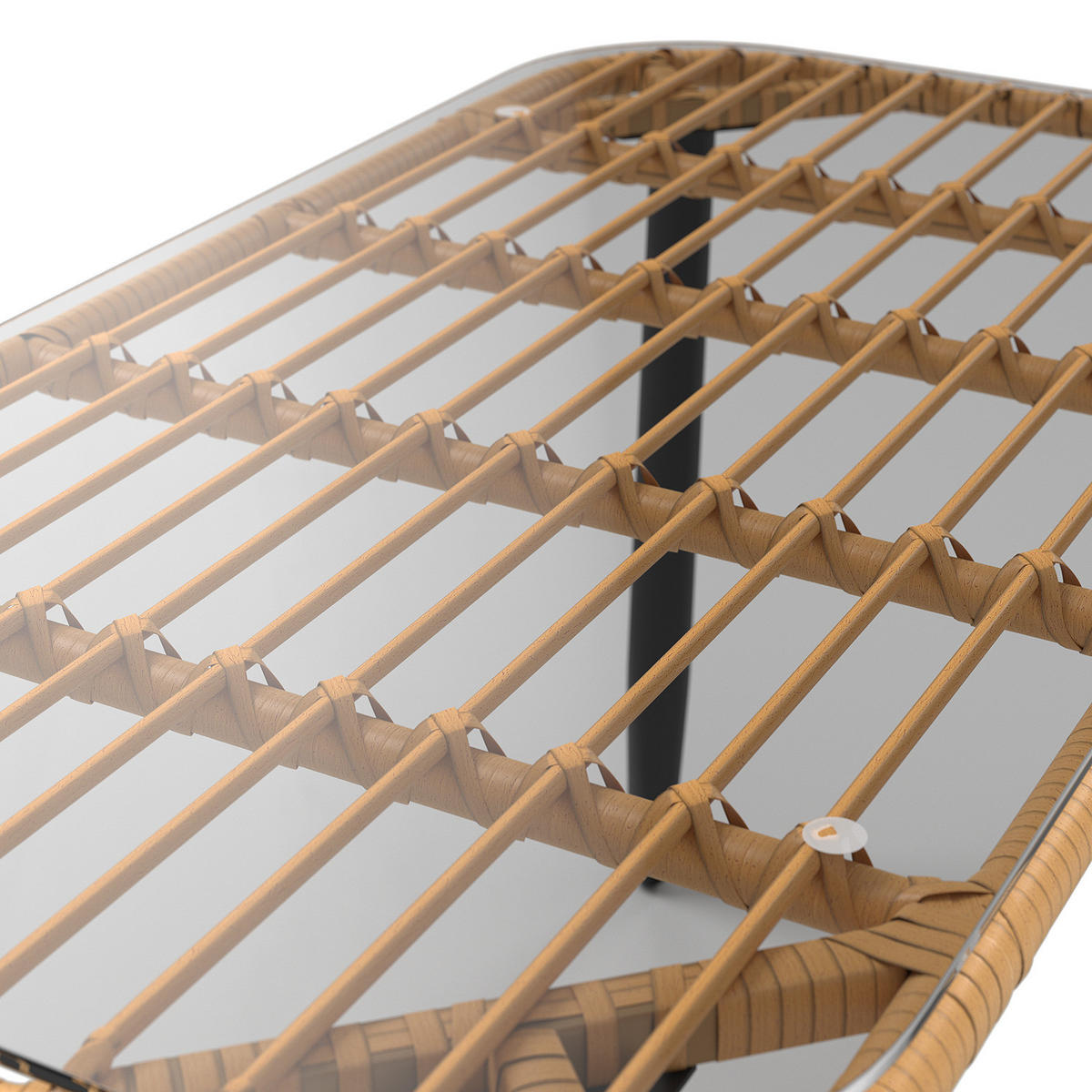 LOUNGESET - Polyrattan / Polyester - Braun / Creme - 3-teilig - Beige/Braun, Glas/Naturmaterialen - home24