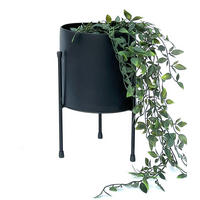 BLUMENHOCKER mit Topf Metall Schwarz 32 cm 96261 - Schwarz, Metall (17/13/17cm) - DanDiBo