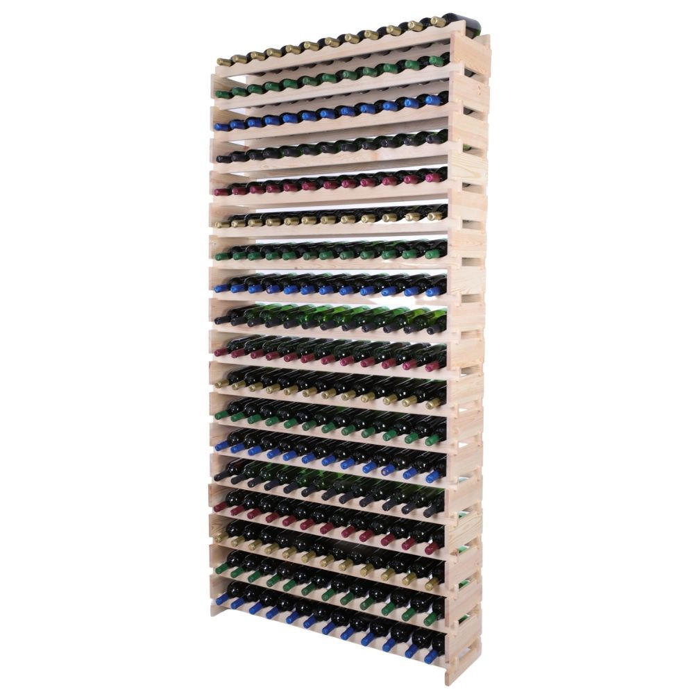 WEINREGAL VINOTECA FLEX PRO HxBxT 247x123x28cm 216 Flaschen auf 18 Ebenen Natur unbehandelt - Naturfarben, Holz (123/247/28cm) - PROREGAL