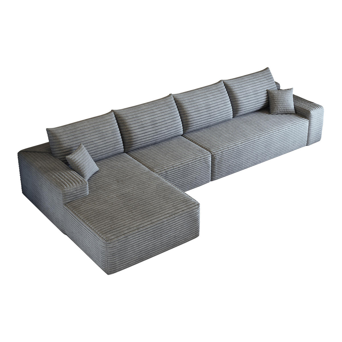 ECKSOFA 340/175/83 cm Grau mit L-förmiger Chaiselongue, Linke Seite - Grau, Textil (340/175cm) - Oxeza