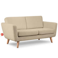 SOFA TAGIO mit Armlehnen, Beige - Beige/Braun, Buchenholz/Textil (153/80/84cm) - KONSIMO®