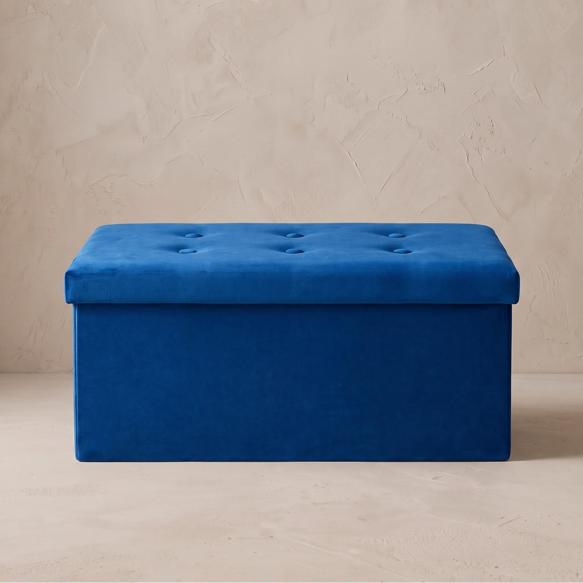 SAMTHOCKER mit Stauraum 76/38/38 cm - Dunkelblau, Textil (38/38/76cm) - SCENA LIVING
