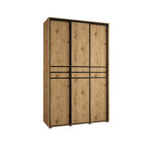 SCHWEBETÜRENSCHRANK 235,2/160/45 3-türig - Schwarz/Eiche Artisan, Holz/Metall (160/235/45cm) - Abiks Möbel