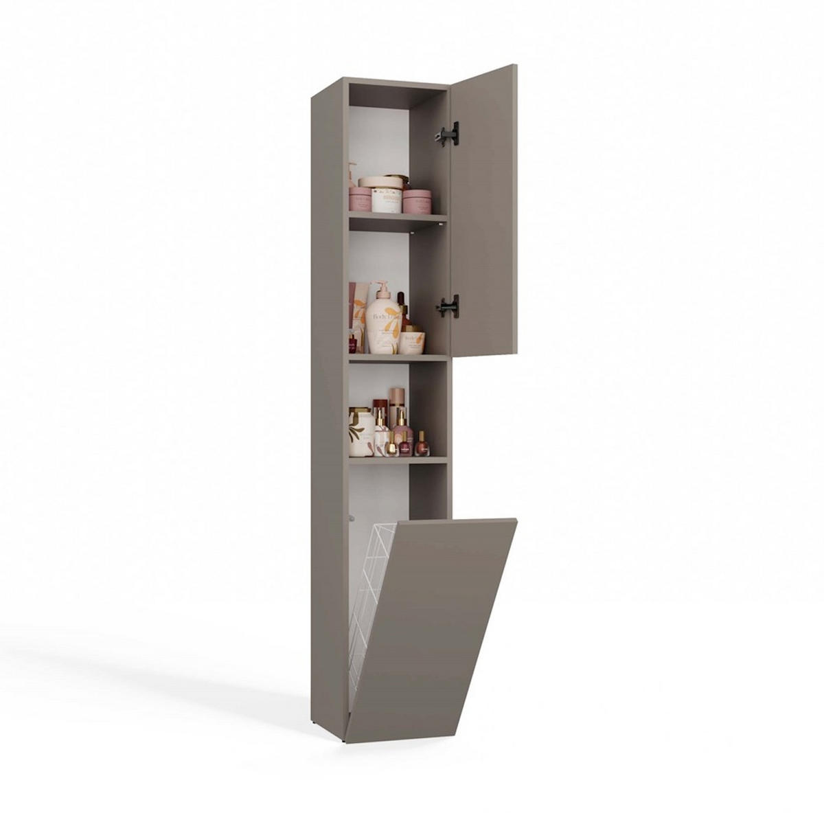BADEZIMMERSCHRANK: Ton, 31 x 174 x 30 cm - Grau, Holzwerkstoff (30/174/30cm) - 3XE LIVING