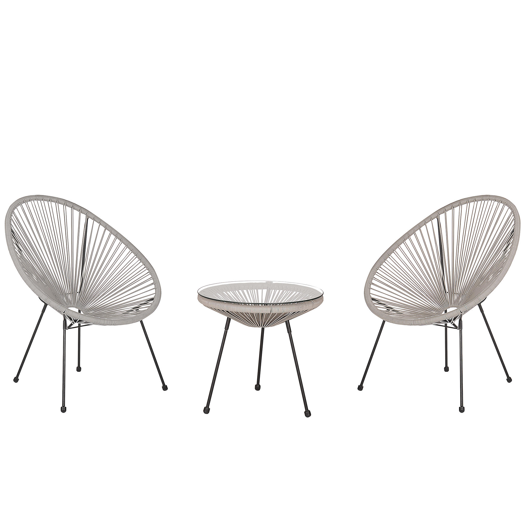 BALKONSET 2-Sitzer Rattan hellgrau Acapulco II - Hellgrau/Schwarz, Kunststoff - Beliani