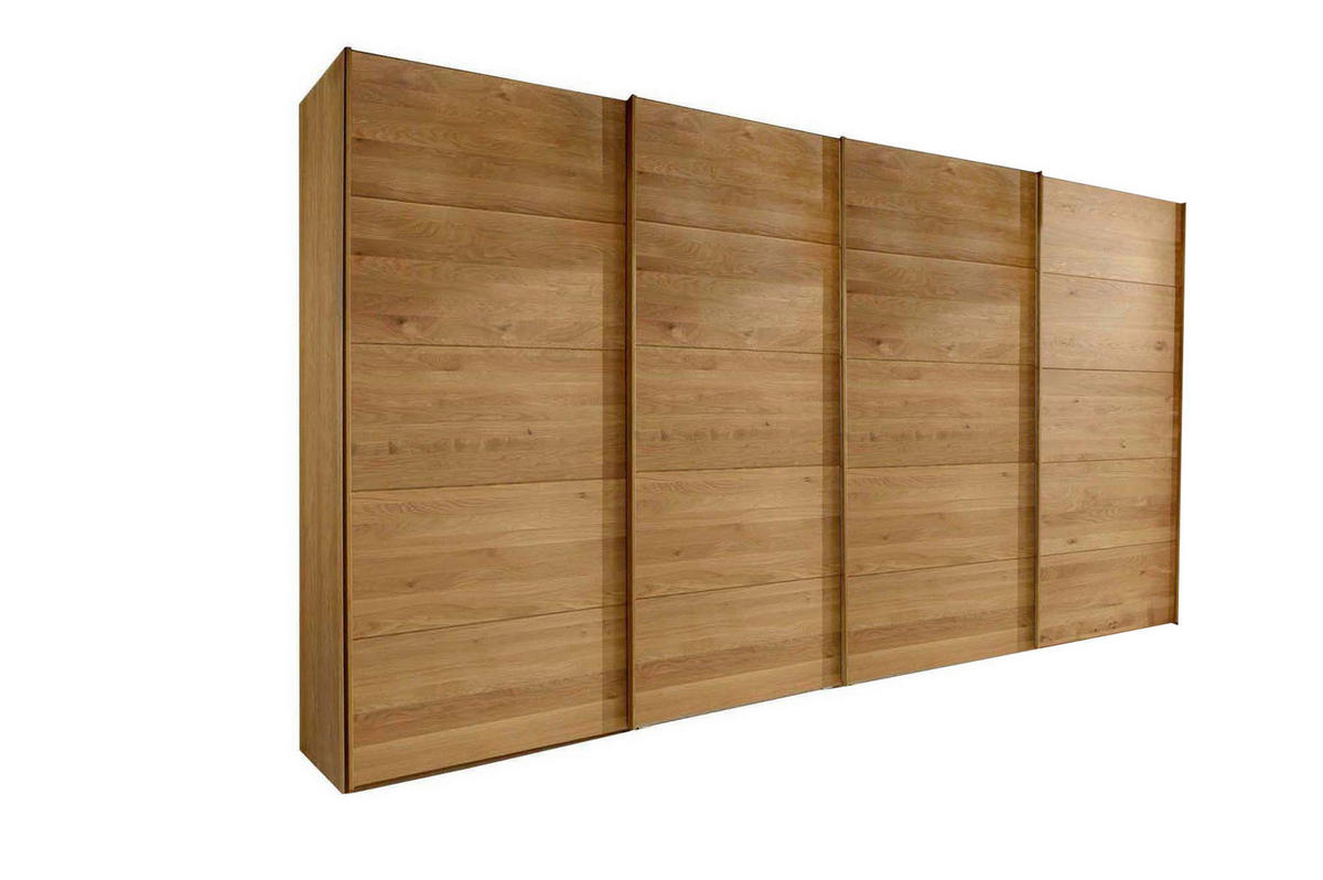 SCHLAFZIMMER Lenvara mit in Eiche 4-teilig mit Schwebetürenschrank mit Spiegel, Passepartout, zwei Nachttische und Komfortbett - Braun, Holzwerkstoff (80/200/120cm)